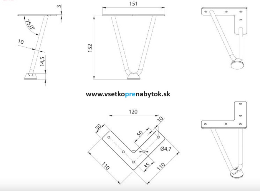 Nábytková noha drôtená DN-802