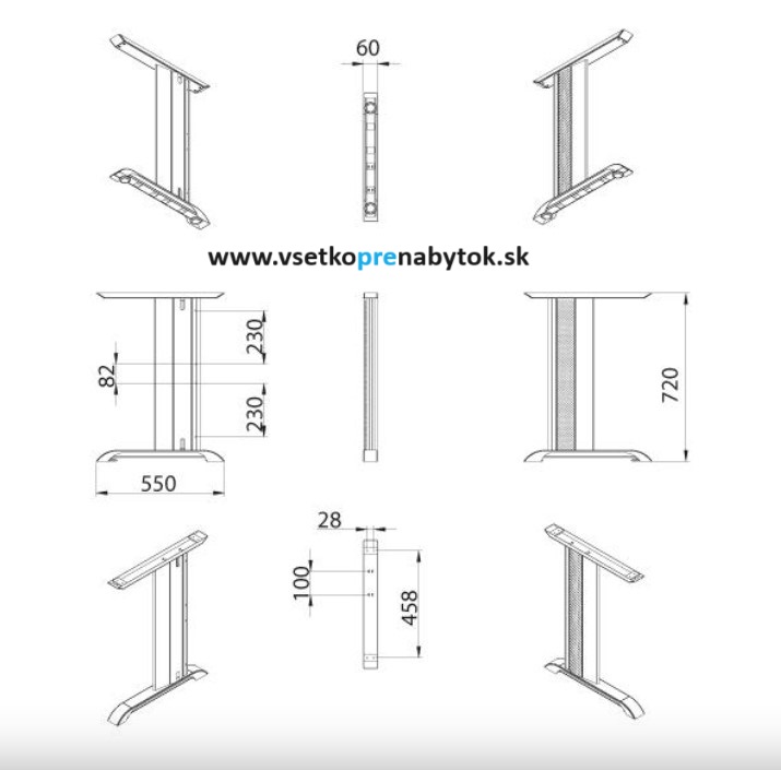 Stolová kancelárska podnož DN-280 - 2ks