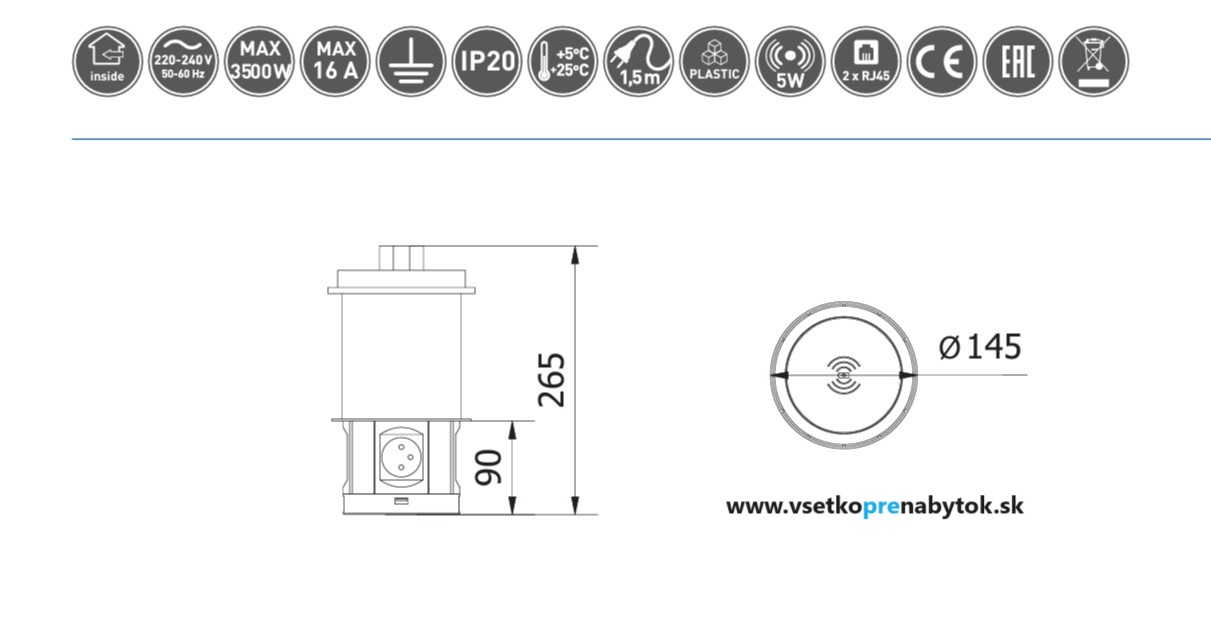 Elektrická zásuvka COMFORT PLUS