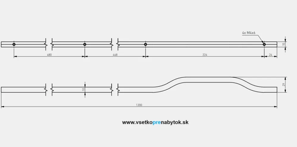 Úchytka GRAVEL, dĺžka 1200 mm