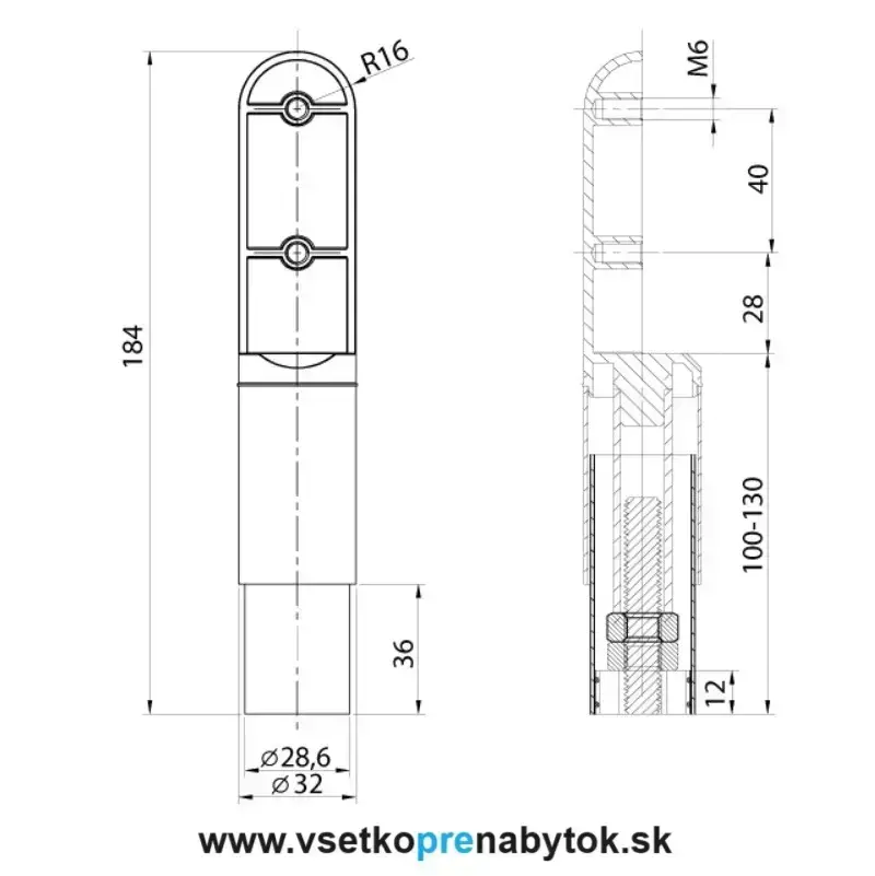 Sanitárny systém SALU - noha pod priečku
