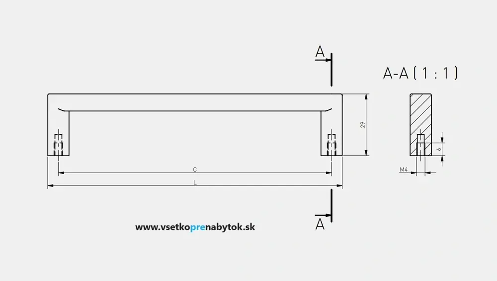 Úchytka NYXA, 192/202 mm
