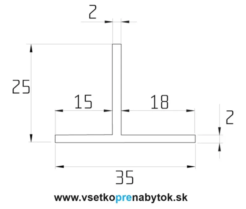 Sanitárny systém SALU - profil "T" 25 x 35 mm