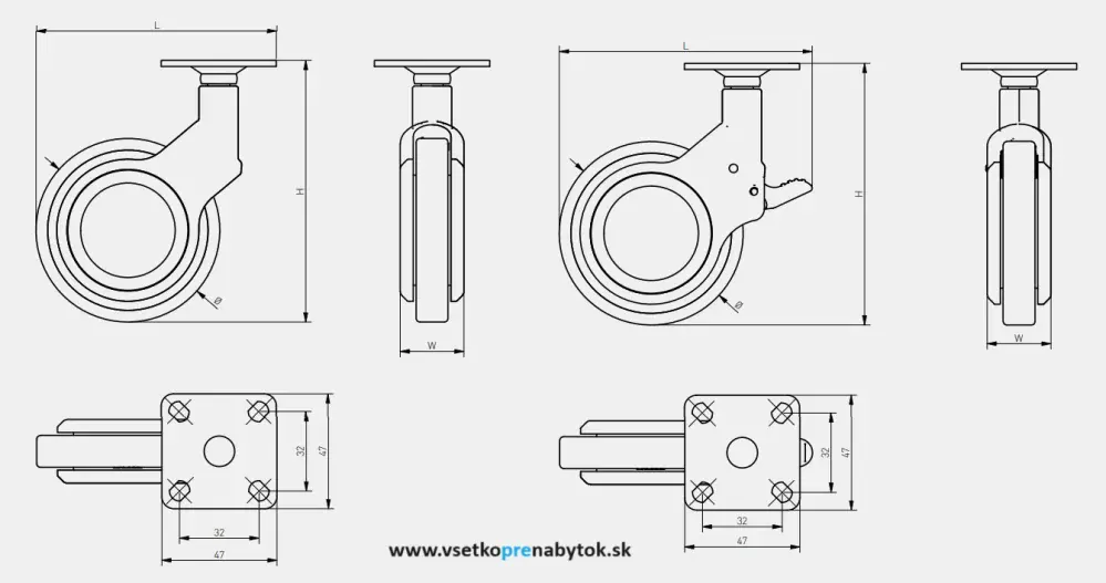   Nábytkové koliesko otočné "GIRA" GTV