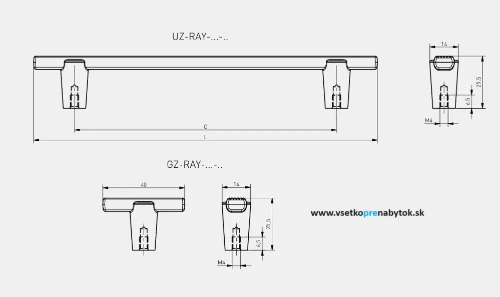 Úchytka RAY, 320/360 mm