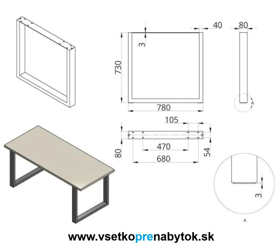 Stolová noha  STELARIS DN-970B