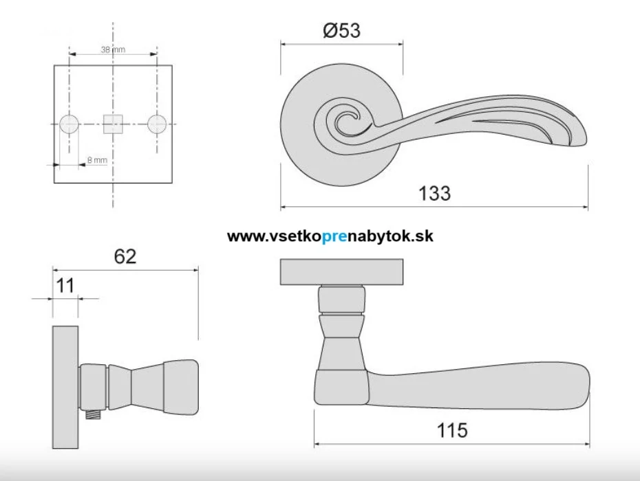 Kľučka ARTE - rozetová