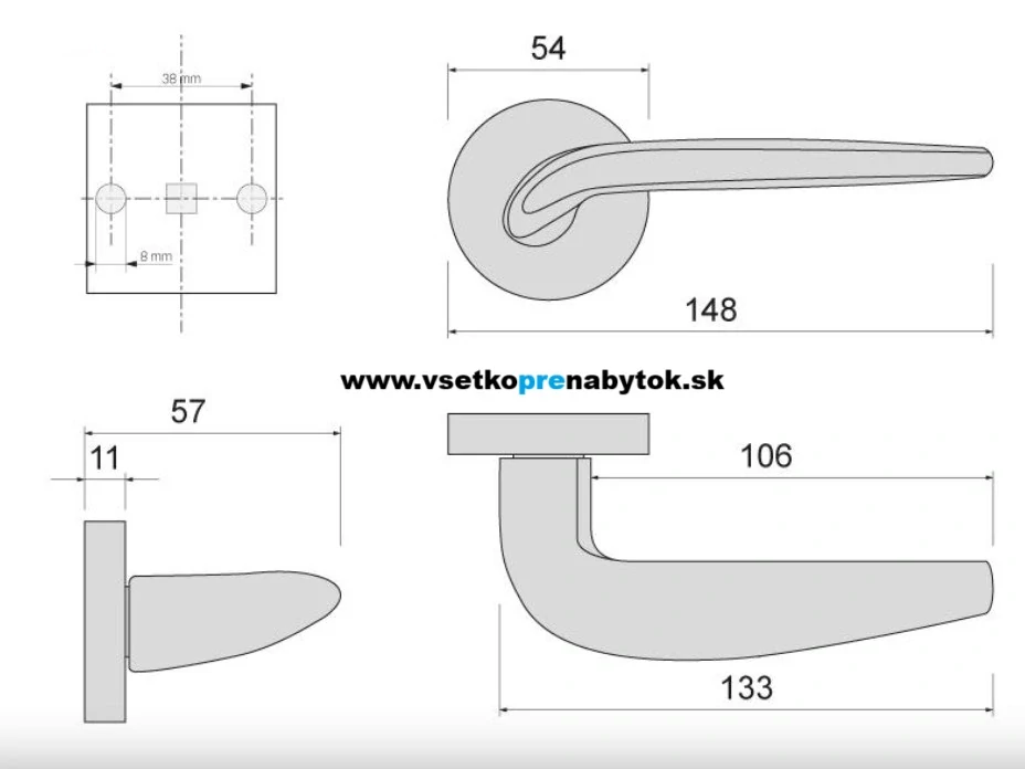 Kľučka PIANO - rozetová