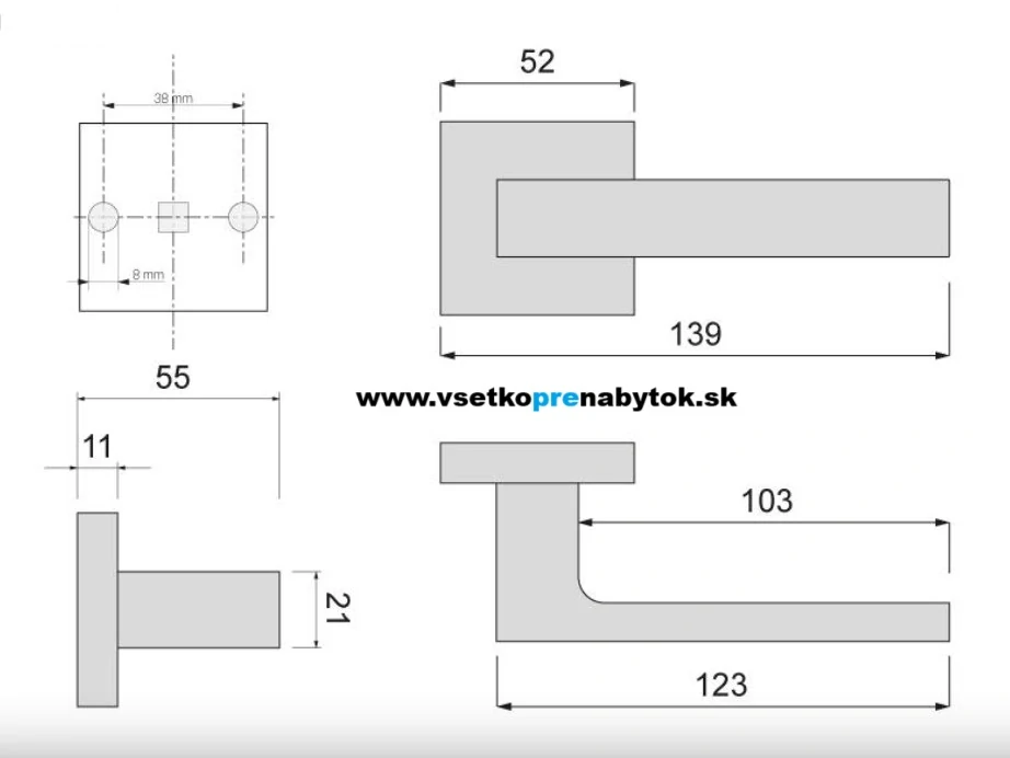 Kľučka CUBE - rozetová