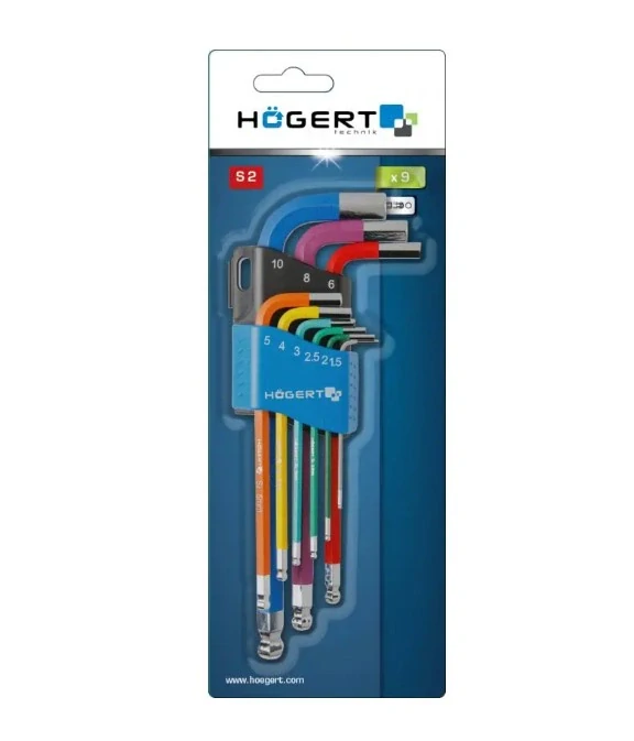 Hogert sada dlhých imbus. kľúčov 9 ks, farebné