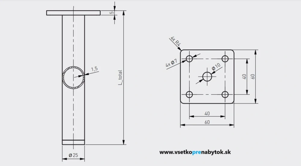 Noha nábytková RONDA SIMPLE