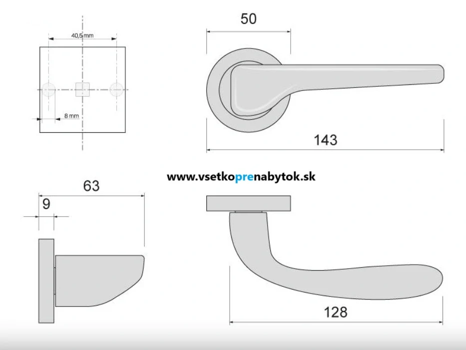 Kľučka DOMO - rozetová