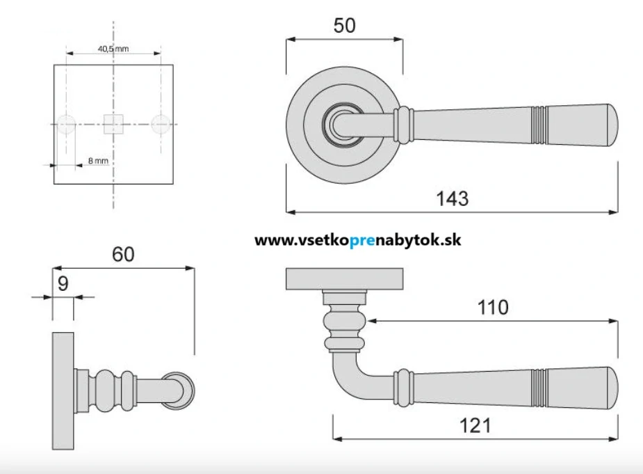 Kľučka RIGEL - rozetová
