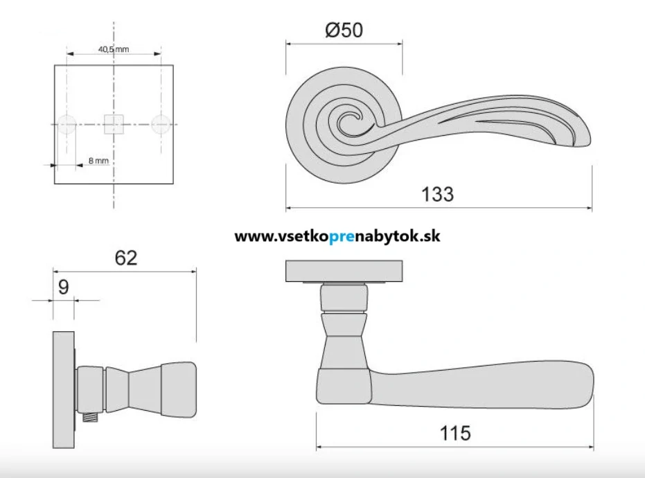Kľučka ARTE - rozetová