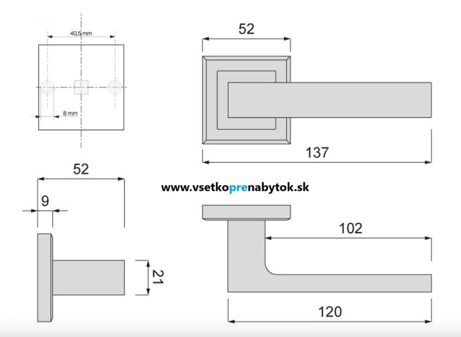 Kľučka CUBE - rozetová