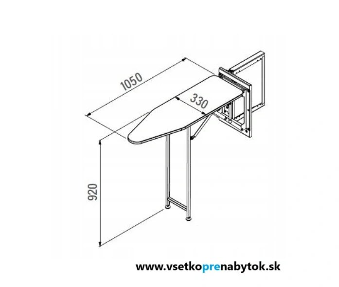 Sklápacia doska na žehlenie