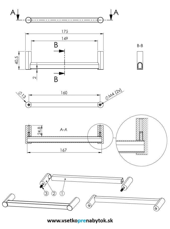 Úchytka CORY, 320 mm