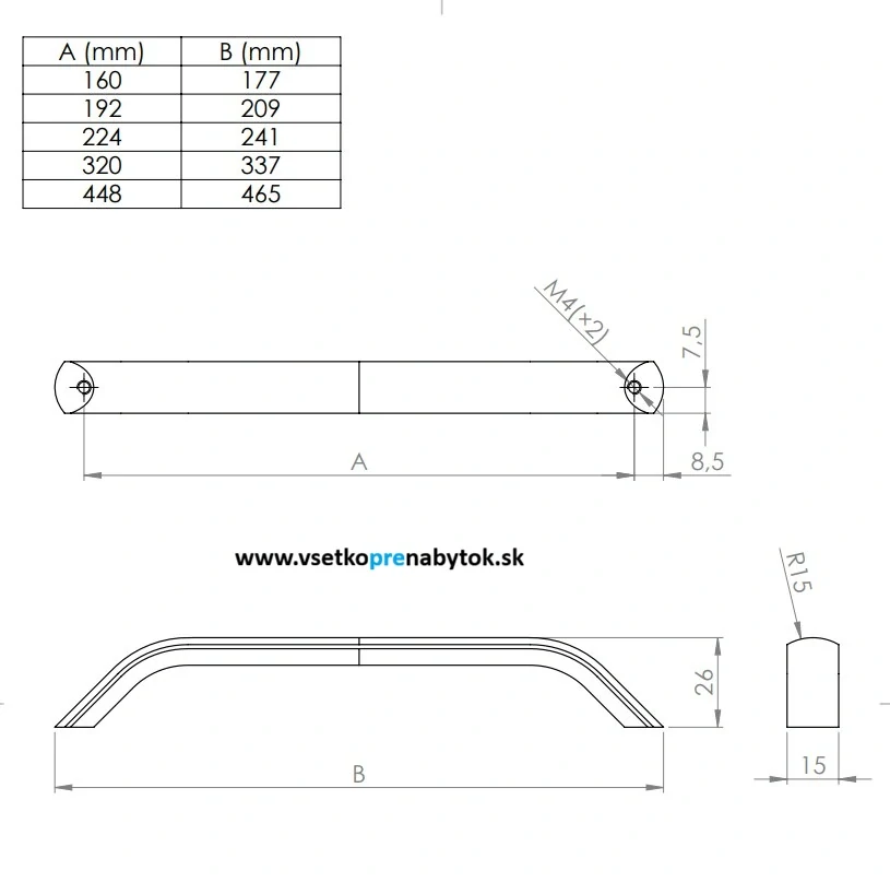 Úchytka MARCA 224/241 mm