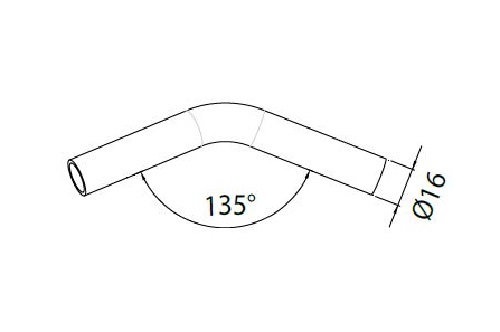  Roh 135° pre závesnú tyč fi.16mm