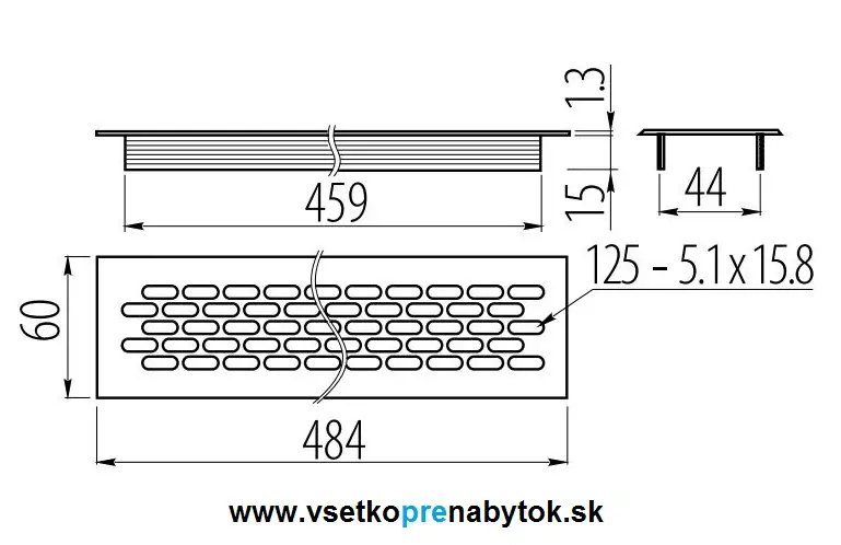 Vetracia mriežka 60 x 484 mm