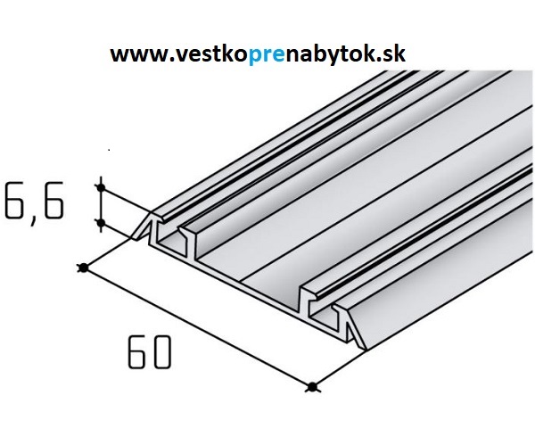 Dolný vodiaci profil S06NN - dvojkoľaj