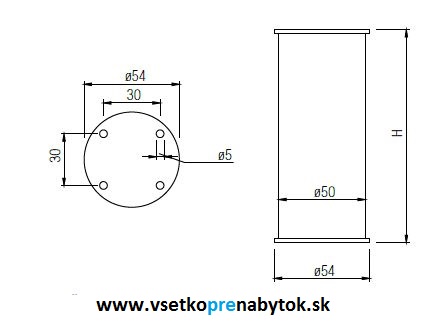 Nábytková nožička NA 11C00 ø 50 mm