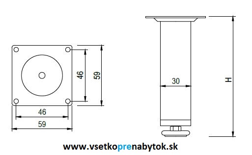 Noha nábytková NZ 19, ø 30 mm