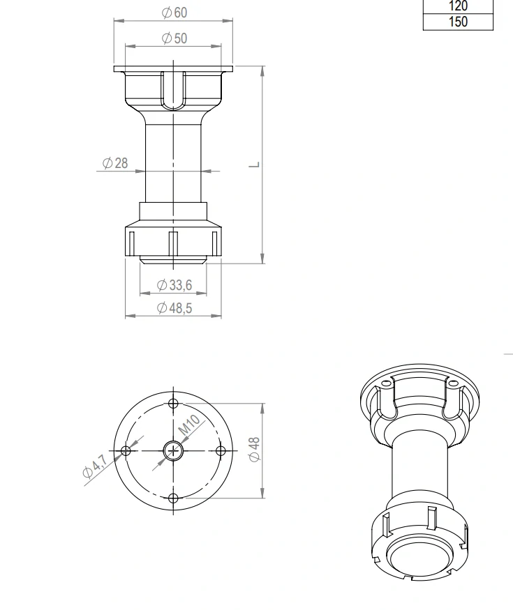 Noha soklová SCILM, H-120 mm