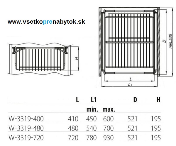 Výsuvný kôš na obuv - 410 mm