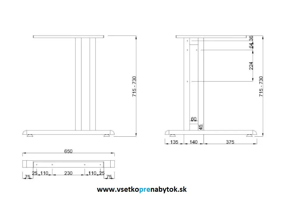 Stolová podnož ST201S, typ C