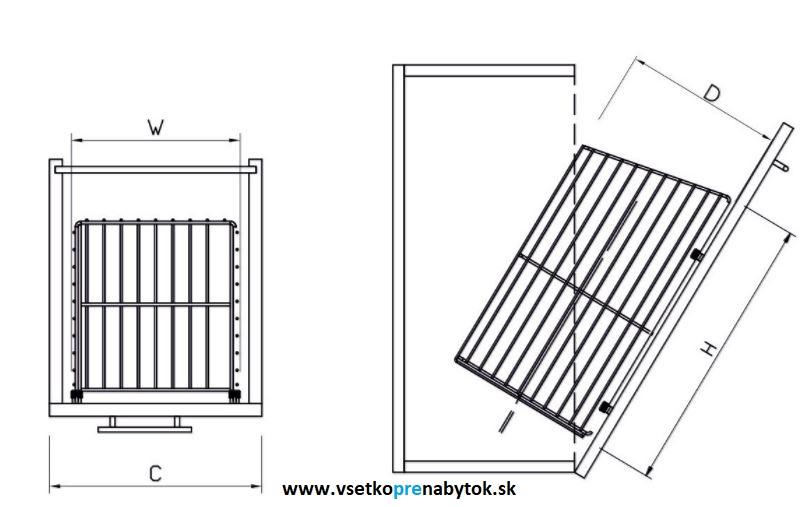 Kôš na prádlo STARAX, šírka skrinky 350 mm