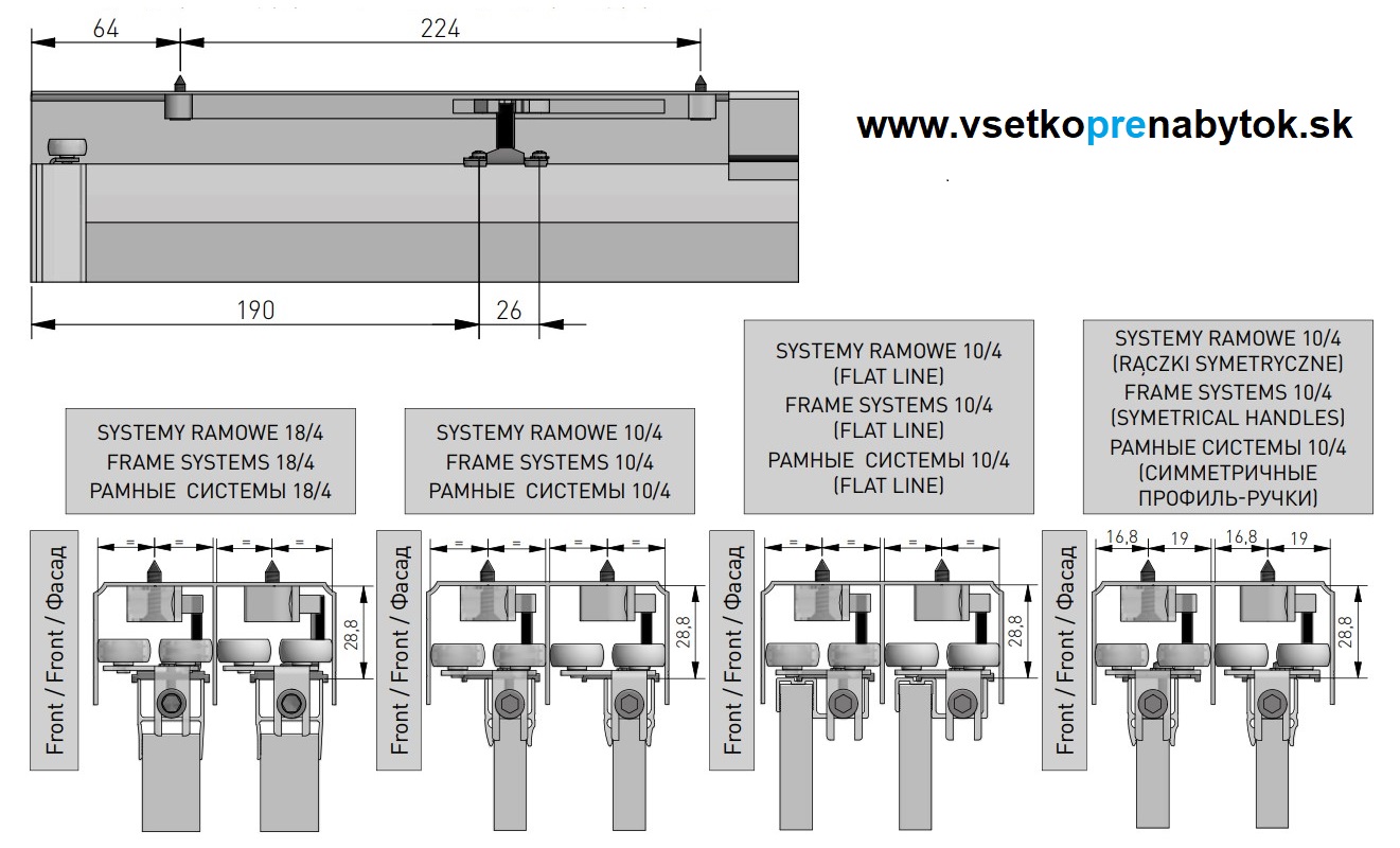 Tlmenie na posuvné dvere SIMON - sada