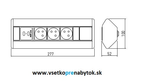Rohová elektrická zásuvka GTV + USB