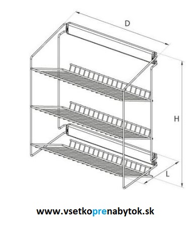 Výsuvný kôš na obuv bočný - 3 x polica
