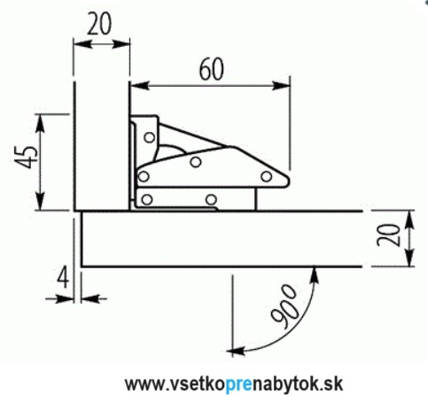Záves HF-001 na priskrutkovanie