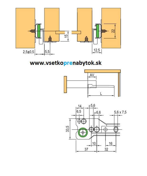  Kolieskový čiastočný výsuv pre zásuvky