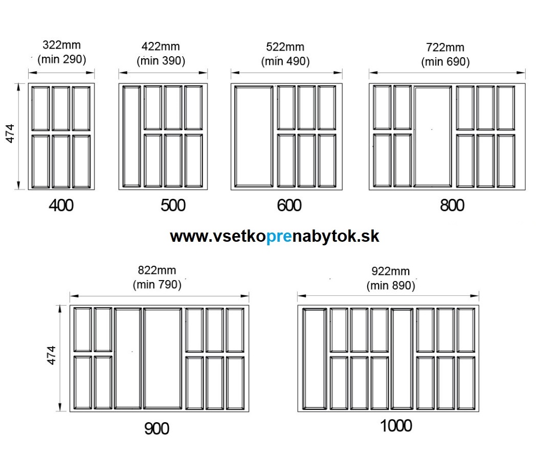 Príborník KRISTALL SoftTouch, pre šírku skrinky 1000mm