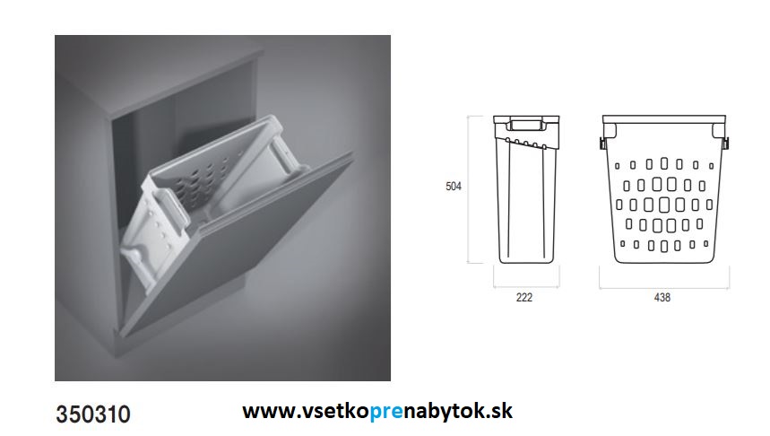   Výklopný kôš na prádlo, plast, šírka 500mm