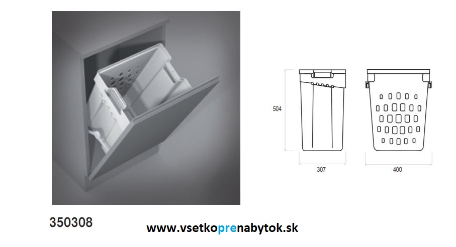  Výklopný kôš na prádlo, plast, šírka 450mm