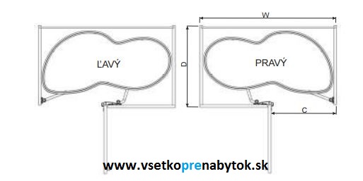 Výsuvné police pre slepý roh SECRET 500 mm