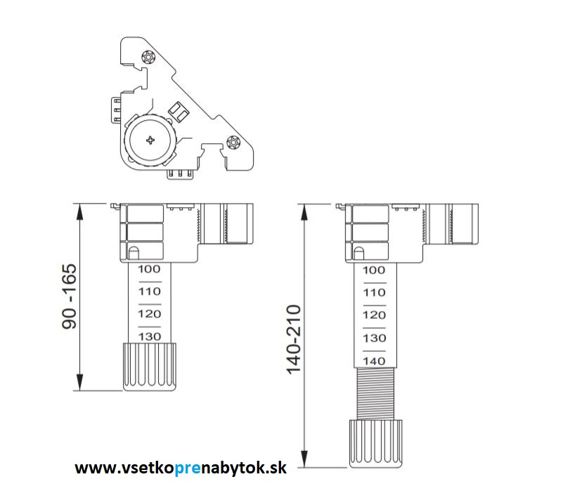 Noha sklopná FENNEL, H-140 až 210 mm