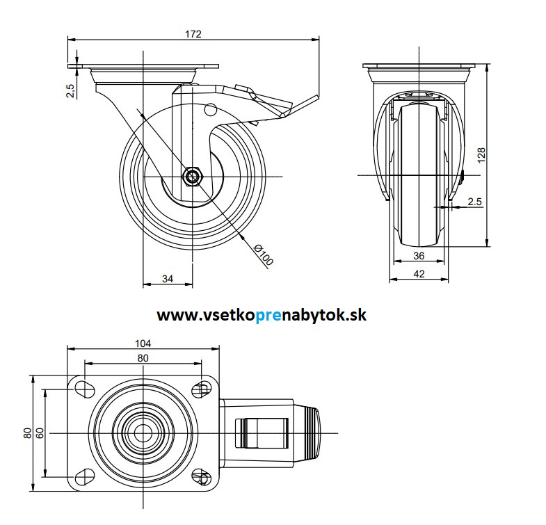  Náb. koliesko fi.100 mm, light duty