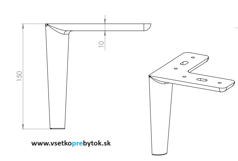 Noha nábytková FS006, H-150 mm