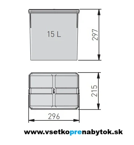 Sorter AxiSpace, šírka 600mm, 2x15L