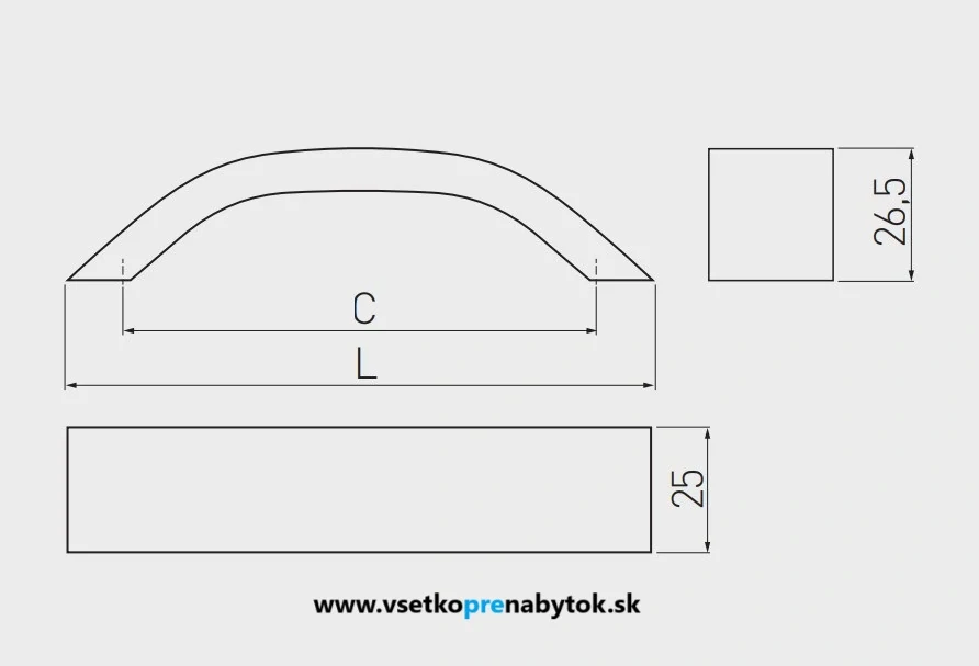 Úchytka UA-337, čierna, 192/212mm