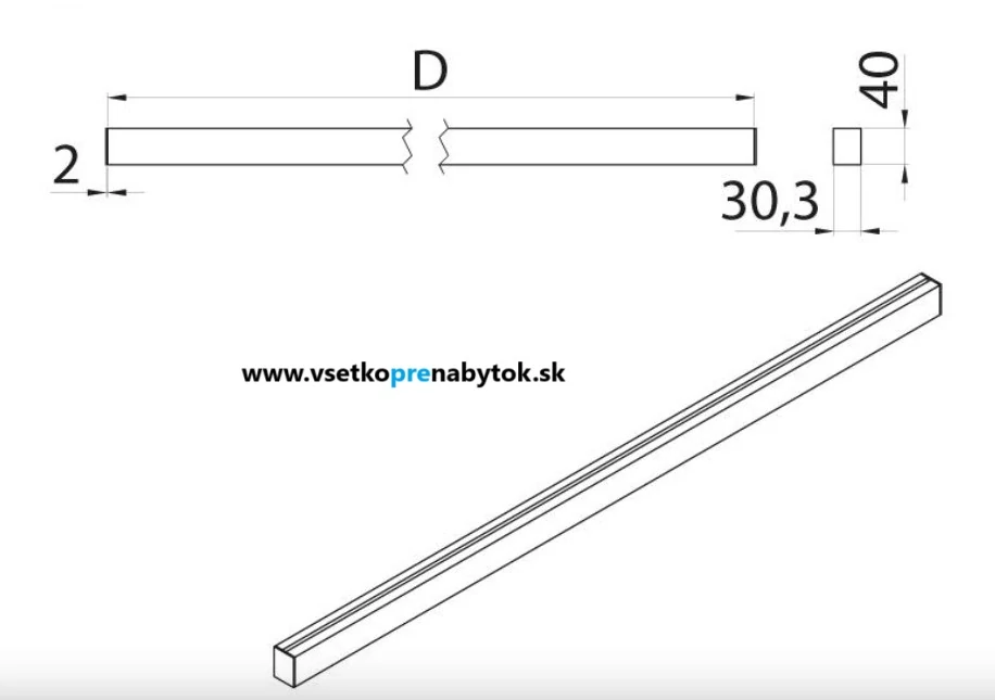   Závesná tyč čierna, D-1500mm