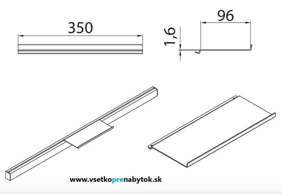   Závesná polička čierna
