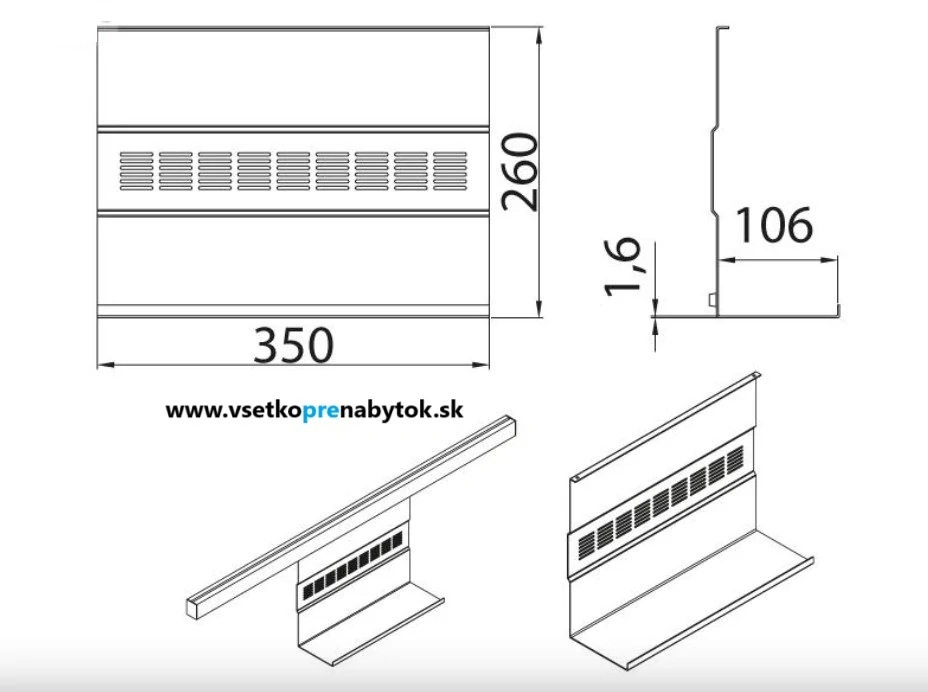   Závesná polička dolná čierna