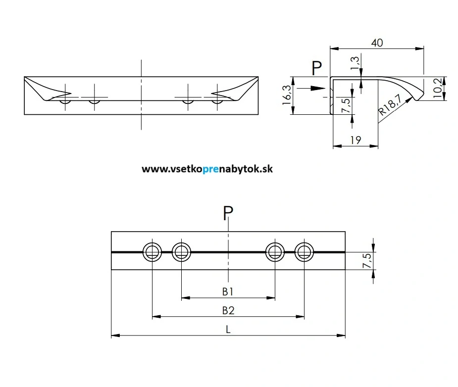 Úchytka BOWIE, dĺžka 1200 mm
