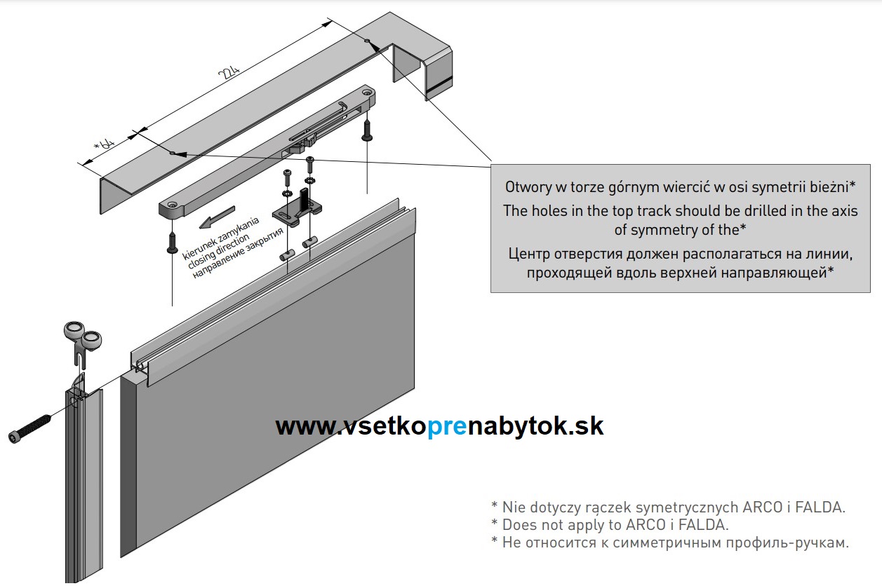 Tlmenie na posuvné dvere SIMON - sada